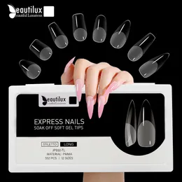 False Nails Beautilux Express 552PCSbox Oval Stiletto Almond Square Coffin French Fake Fake Soak Off Gel Nail Tips American Capsule 230425
