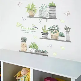 Adesivos de parede Interior Poster Adesivo Plantas Verdes Delicado Decalque Autoadesivo Removível para Decoração de Casa