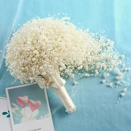 Kwiaty ślubne Youlapan F24 Ręcznie robiony bukiet ślubny pełny perłowy biały nadgarstka Kwiat luksusowy akcesoria