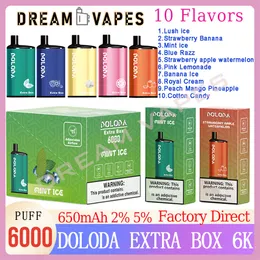 Original Doloda Extra Box 6000 Puff Disposable Vapes Pen 2% 5% Vaporize Mesh Coil 12ml Pod Battery Rechargeable E Cigarette 10 Flavors