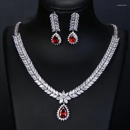 Collana Orecchini Set Fashion Luxury Zircon Water Drop Shape Jewelry For Women Bridal Party Accessori per abiti da sposa