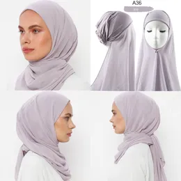 Hidżabs kobiety muzułmańskie instant szyfon hidżab z czapką