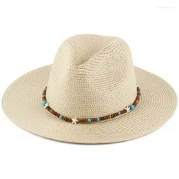 Breda randen hattar 2023 mode bohemia cowboy hatt för kvinnor floppy strand sommarsol halm damer uv skydd panama