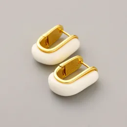 European and American New Retro U-Shaped Designer Inlaid Resin Rubber Block Affordable Luxury Fashion Earrings