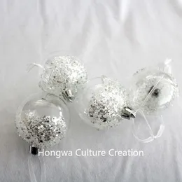 Christmas Decorations 5CM/6CM/7CM/8CM 8PCS Wedding Decoration Ornament Transparent Ball Craft Gift Plastic Balls Diamond Glitter Effect