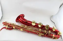 Margewate Baritone Saxophoneユニークな赤い表面ドラゴンパターンバリサックスは良好な状態で送料無料