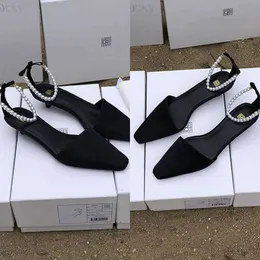 Toteme projektant 2023 NOWOŚĆ SANDALE SIEBIE SIEBIE Modne jedwabne buty na pięcie Pojedyncze buty jeden linia Pearl Pas Slim Sandals for Women Ladies Sexy Slipper Burek łyżka YJH1