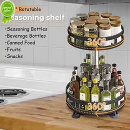 360 Rotating Spice Jar Glass Organizer Multifunctional Condiment Shelf Kitchen Salt Flavor Container Flavouring Tank Shelf