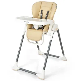 Babyjoy plegable silla alta para bebés w bandejas de bandejas dobles removibles beige