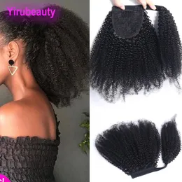 Brasileiro Afro Kinky Curly Magic Sticker Ponytail Hair 10-24 polegadas Extensões de cabelo de cor natural de cor