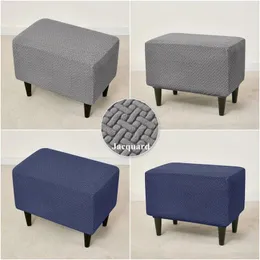 Chair Covers Stretch Elastic Footrest Ottoman Cover Jacquard Soild Color Footstool Living Room Square Storage Stool Furniture Protector