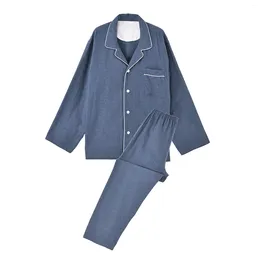 Herren-Nachtwäsche und Damen-Pyjama-Set, bequeme karierte Langarm-Pyjamahose, Familie, Herren, Polyester