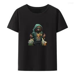 Men's T-skjortor mycket rik cool lejon bomull y2k t-shirts anime stil män t-shirt sommar tees hipster camiseta hombre roupas masculinas fritid