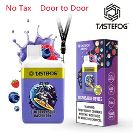 Tastefog Astro Disposable Vape Pod Puff Flex 7000 650mah Rechargeable Battery 16ml Prefilled 10 Falavors In Stock