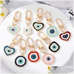 حلقات رئيسية Irregar Heart Round Evil Eye Eye Ceychain for Women Gift Bag Blue Car keyring charm accessories المجوهرات إسقاط تسليم DHMFS