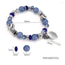 Charm Bracelets NoEnName Girls 2023 Trendy Adjustable Handmade Blue Crystal Glass Beads Bead Elastic Bracelet For Women
