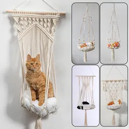Carrier Bohemian Woven Tapestry Pet Cat/Dog Hammock Swing Bed Net Bag Macrame Decor for Home/Bedroom/Balcony Wall Hangings Plant Basket