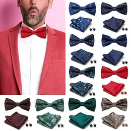 Bow Ties Wedding Fary Futterfly Tie Apparel Accessories Silk Mens Set for Men Square Cufflinks