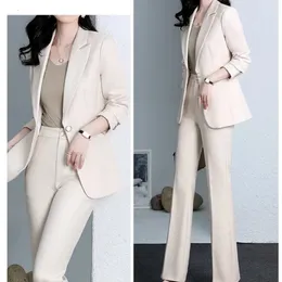 Frauen Zweiteilige Hosen 2023 Frühling Herbst Mode Professionelle Anzug Elegante Jacke Passenden Set Koreanische Casual Blazer Zweiteilige Sets 231124