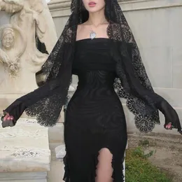 فساتين غير رسمية القوطي قبالة الكتف Midi Dress Women Sexy High Slit Aregant Evening Party Long Grunge E-Girl Punk Gothic Clothics