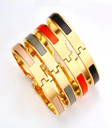 Moda pulseira 8mm aço inoxidável charme pulseiras mulheres luxo jóias designer pulseiras cor laranja esmalte presente para amante9813939