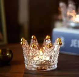 Favor de partido 2pcs Crystal Crown Candlestick Candlente de castiça