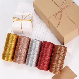 أكياس المجوهرات 100m DIY Gold Silver Rope String Macrame Cord Ribbon Crafts لخياطة خياطة Twisted Thread Home Textile Decoration