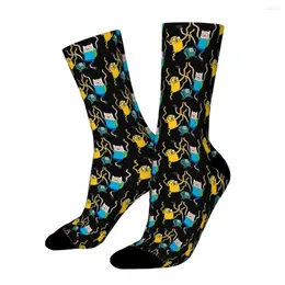 جوارب الرجال Finn Jake Bmo Party for Men Sports 3D Print Boy Girls Mid-Calf Sock