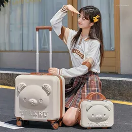 Resväskor 2023 tecknad rese resväska med handväska 20 tum flickor vagn mode kvinnor rullande bagageuppsättning
