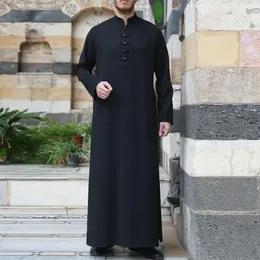 Etniska kläder långärmad Aman Abaya 1 stycke Jubba Thobe för män Kaftan Pakistan Muslim Saudiarabien Djellaba Islam Bön Robe Afghan