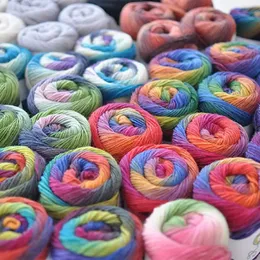 Tecido e costura 100 fios de lã para tricô tingido arco-íris crochê fantasia y tecido colorido pontuação linha de caxemira 8 peças 231124