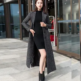 Women's Wool Blends Winter 2023 Trend Warm Velvet Jacket For Women Chess Thick Long Tess22