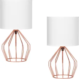 Oumilen 4 7 Rose Gold Chrome Table Lamp with White Shades