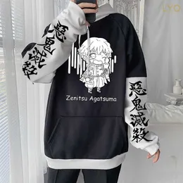 Damen Hoodies Sweatshirts Japan Anime Demon Slayer Hoodies Kimetsu no Yaiba Zenitsu Agatsuma Manga Kawaii Unisex Winter Plus Size Langarm Sweatshirts