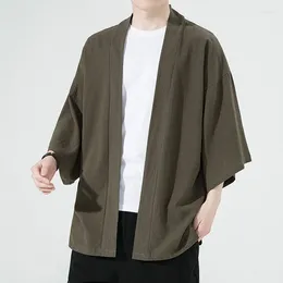 Męskie koszule na zwykłe koszule plus rozmiar M-5xl Summer Spring Bawełniany Kimono dla mężczyzn Vintage japońska ulica oddychająca harajuku haori tops yukata