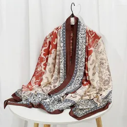 Scarves Satin Scarf Fashion Women Spain Silk Shawl Scarfs Print Long Bandana Foulard Hijab Snood Elegant Paisely Stoles