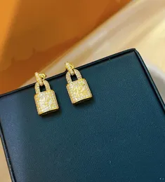 Designer Lock Earrings For Women 2023 New Gold Stud Earring Charm Fashion Crystal Rhinestone Earrings Jewelry Letter Gold Hoop Earring Jewelry