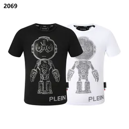 Plein ayı tişört erkek tasarımcı tshirts marka giyim rhinestone pp kafatasları erkekler tişört yuvarlak boyun ss kafatası ve plein ile hip hop tshirt üst tees 161320