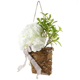 Dekoracyjne kwiaty Wciągy do koszyka kwiatowego w pomieszczenia wiosenne drzwi do dekoruj znak powitalny wiszący rattan