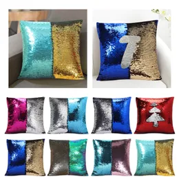 DIY Mermaid Sequin Cushion Cover Magical Throw Pillowcase 40X40cm Color Changing Reversible Pillow Cover For Home Decor