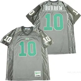 High School 10 Joe Burrow Athens Jerseys Football Moive Breattable All Stitched For Sport Fans Pure Cotton Team Gray College Pullover Hiphop andningsbar retrofilm