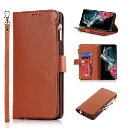 Magnetic Flip Phone Case for iPhone 14 13 12 11 Pro Max XR XS Samsung Galaxy S23 S22 S21 Ultra A52 A72 5G Lanyard Multiple Card Slots Vertical Leather Wallet Back Cover