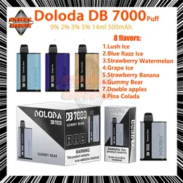 Оригинальная одноразовая ручка для вейпа Doloda DB7000 Puff 0% 2% 3% 5% Прочность 14 мл Pod Puffs 7k 500 мАч Перезаряжаемая батарея Электронные сигареты