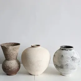 Vasos estilo Wabisabi móveis macios com Jingdezhen cerâmica artesanal vaso de cerâmica vintage vaso áspero arranjo de flores 231124