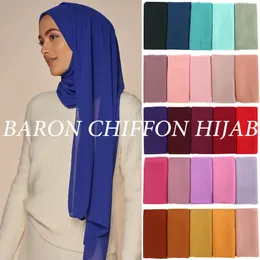 Hidżabs muzułmański bąbelek szyfonowy szalik hidżab szalik solidny kolor miękki szale i owijanie georgette głowa szaliki