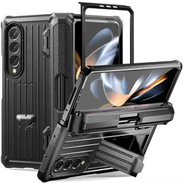 For Samsung Galaxy Z Fold 4 & 3 5G Phone Cases Shockproof Full-Body Dual Layer Rugged Case with Built-in Screen Protector & Kickstand+S Pen Slot