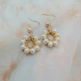 Dangle Earrings Elegant Party For Women Natural Pearl Handcrafted Beaded Woven Girls Gifts Birthday Jewelry Fashion