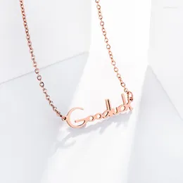 Pendant Necklaces Korean Fashion Good Luck Letter Stainless Steel Necklace For Women Light Luxury Female Lucky Clavicle Chain Jewelry