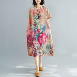 Robes à manches courtes en mousseline de mousseline vintage robes de floral pour femmes décontractées longues robes de soleil d'été vêtements élégants 2022