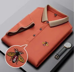 2023 عتيقة Print Polo Shirt Men Shirt Sleeve Bee Pulover Tops Tops Mens Fashion Town Twown Button-Up Polos